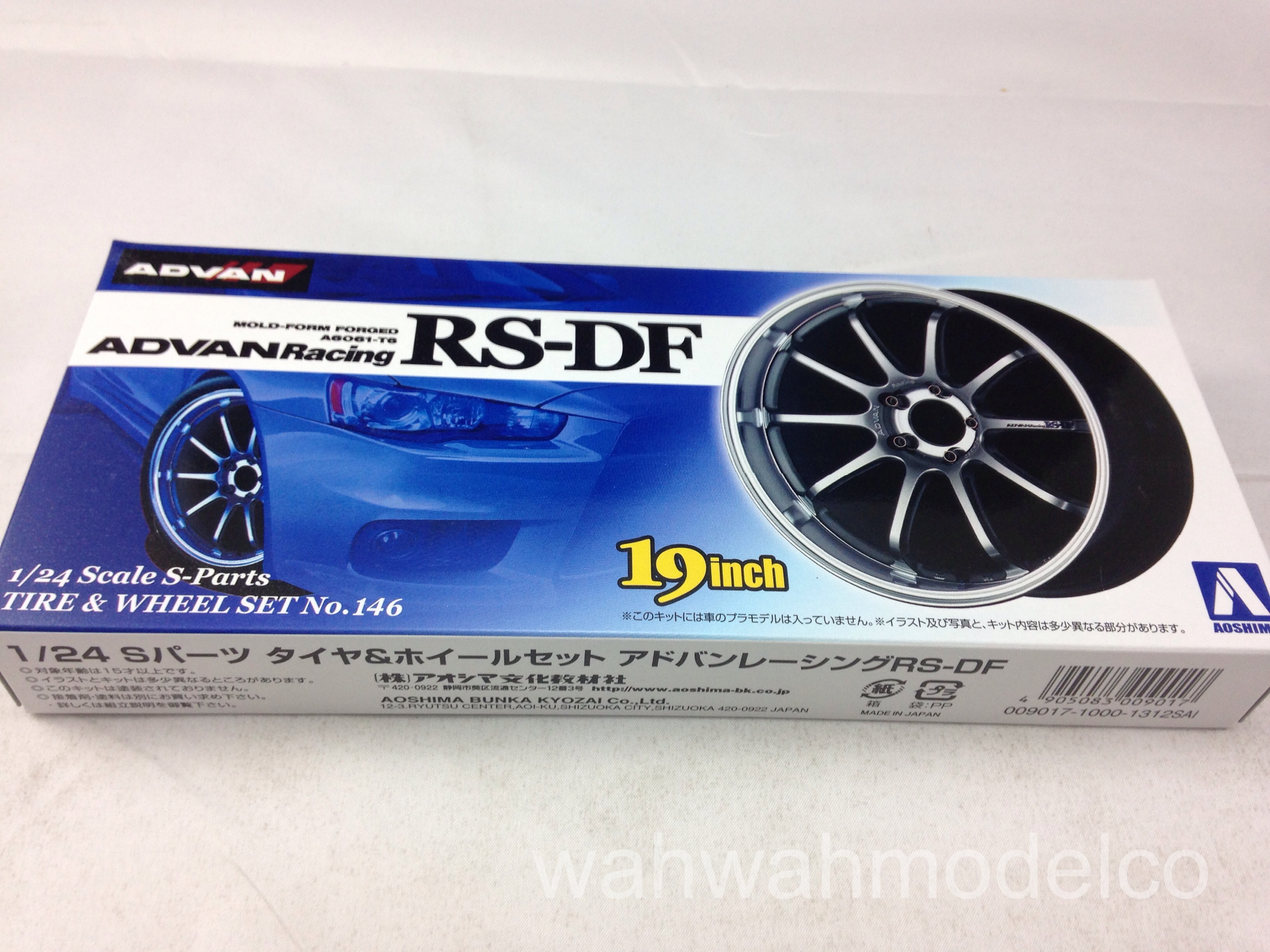 146 Aoshima 1//24 Scale Model Car S-Parts ADVAN Racing RS-DF 19/" Wheel/&Tire Set