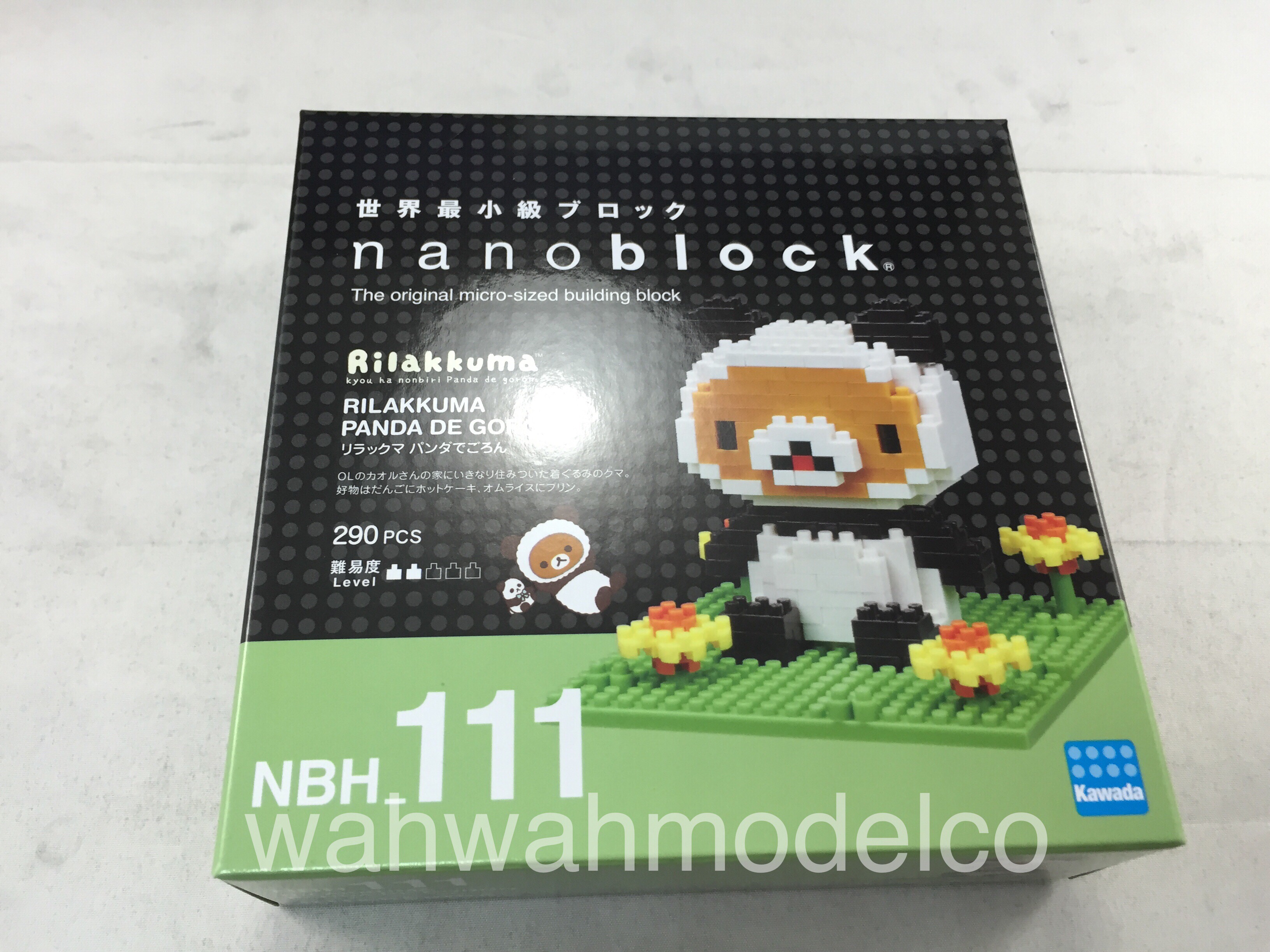 Kawada NBH-111 Nanoblock Rilakkuma Panda de Goron - WAH WAH MODEL SHOP