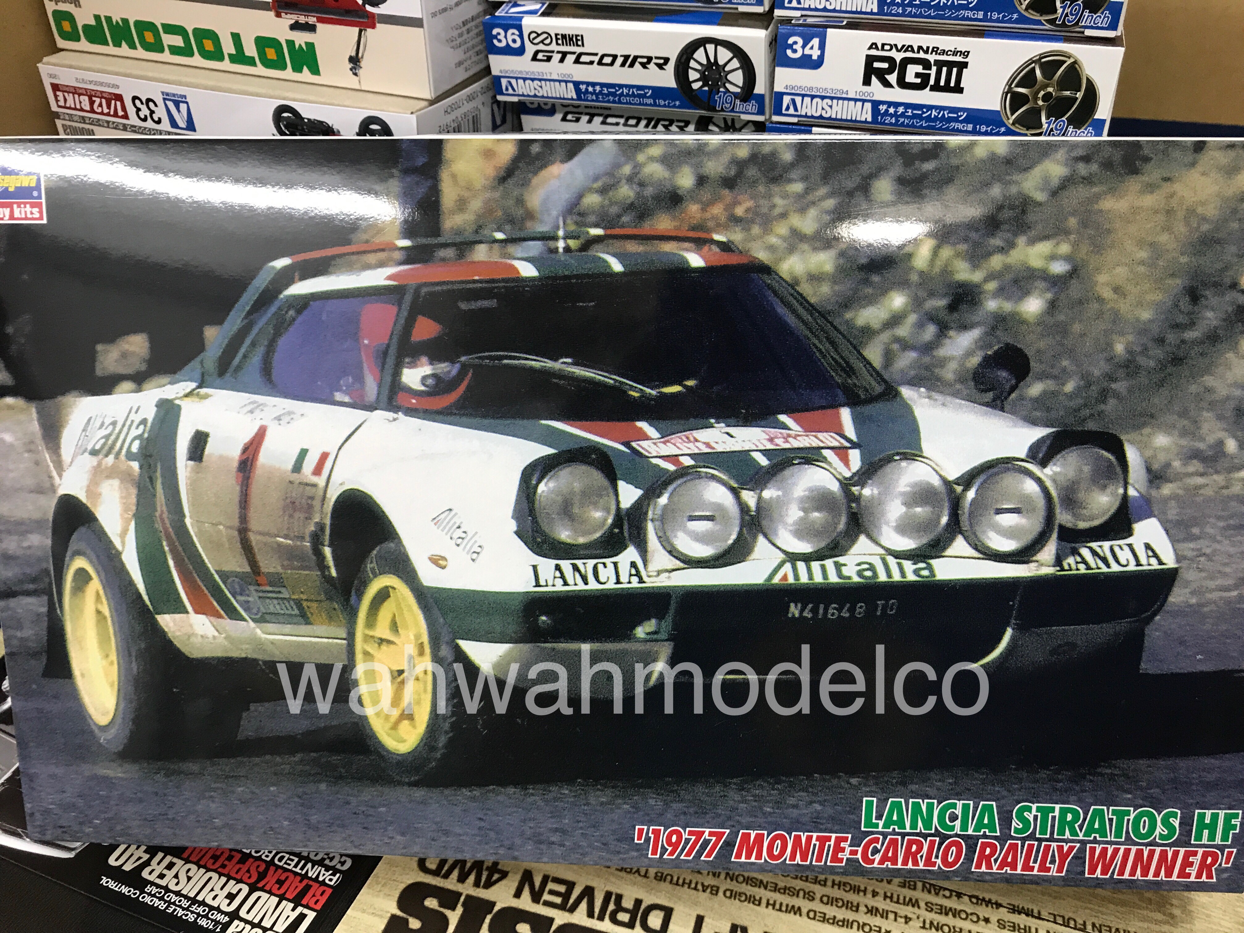 Maquette Hasegawa Lancia Stratos HF - Vainqueur Rallye Monte-Carlo 1977 - 1/24