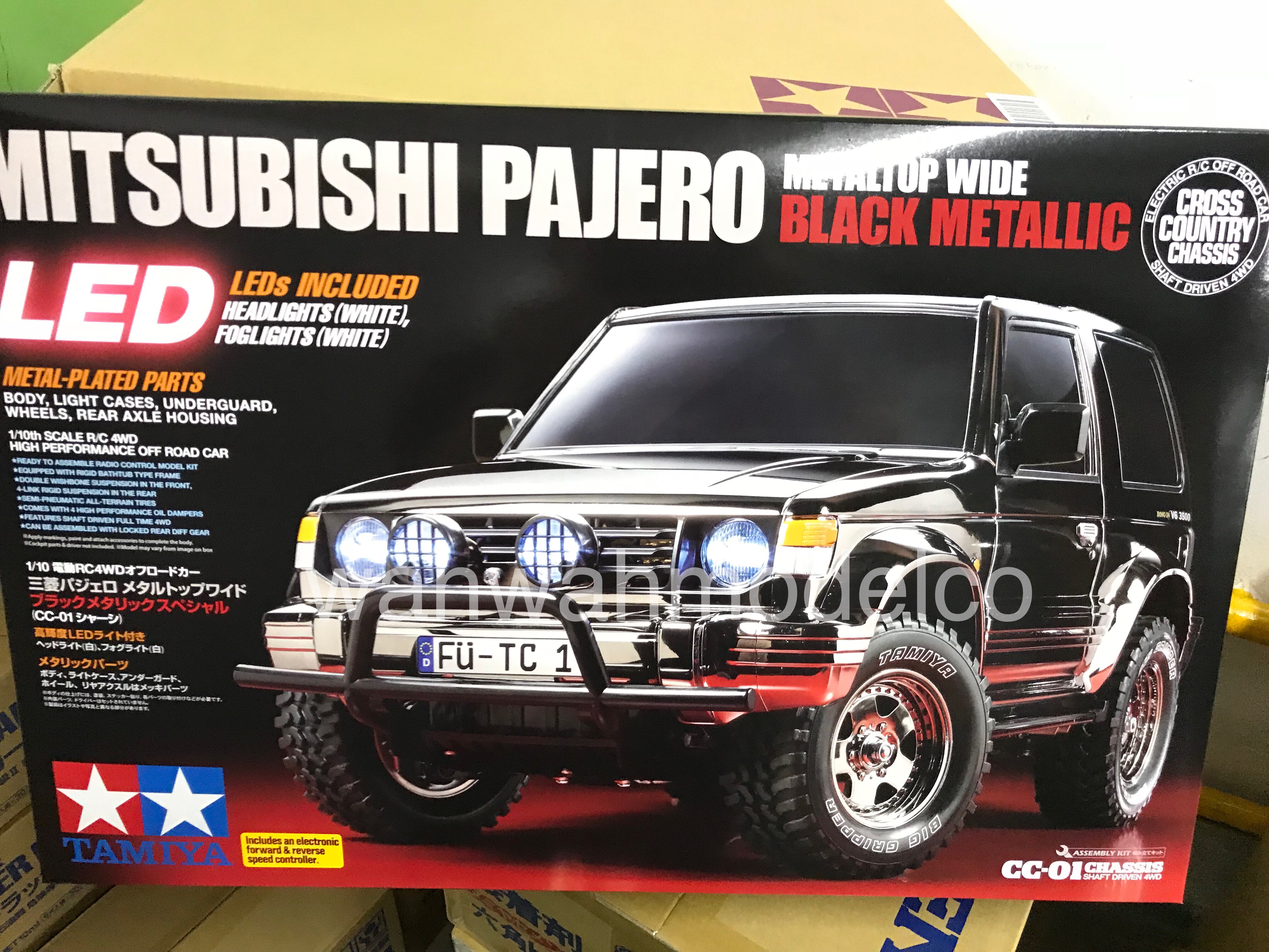 Tamiya 47375 1/10 RC Pajero Metaltop Wide – CC01 Black Metallic Off Road  Kit LED