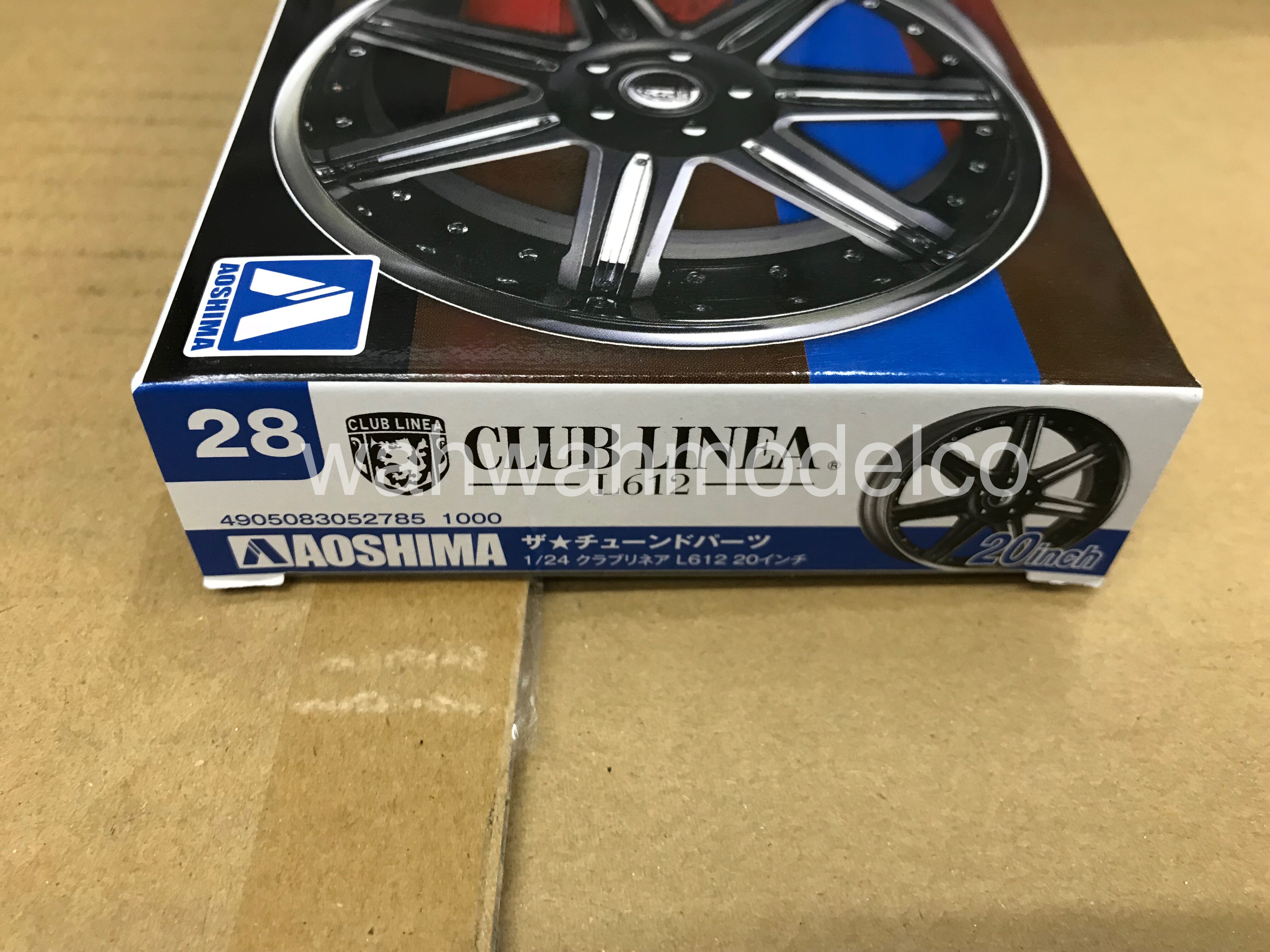 Aoshima 52785 1/24 Tuned Parts 28 CLUB LINEA L612 20inch Tire & Wheel Set