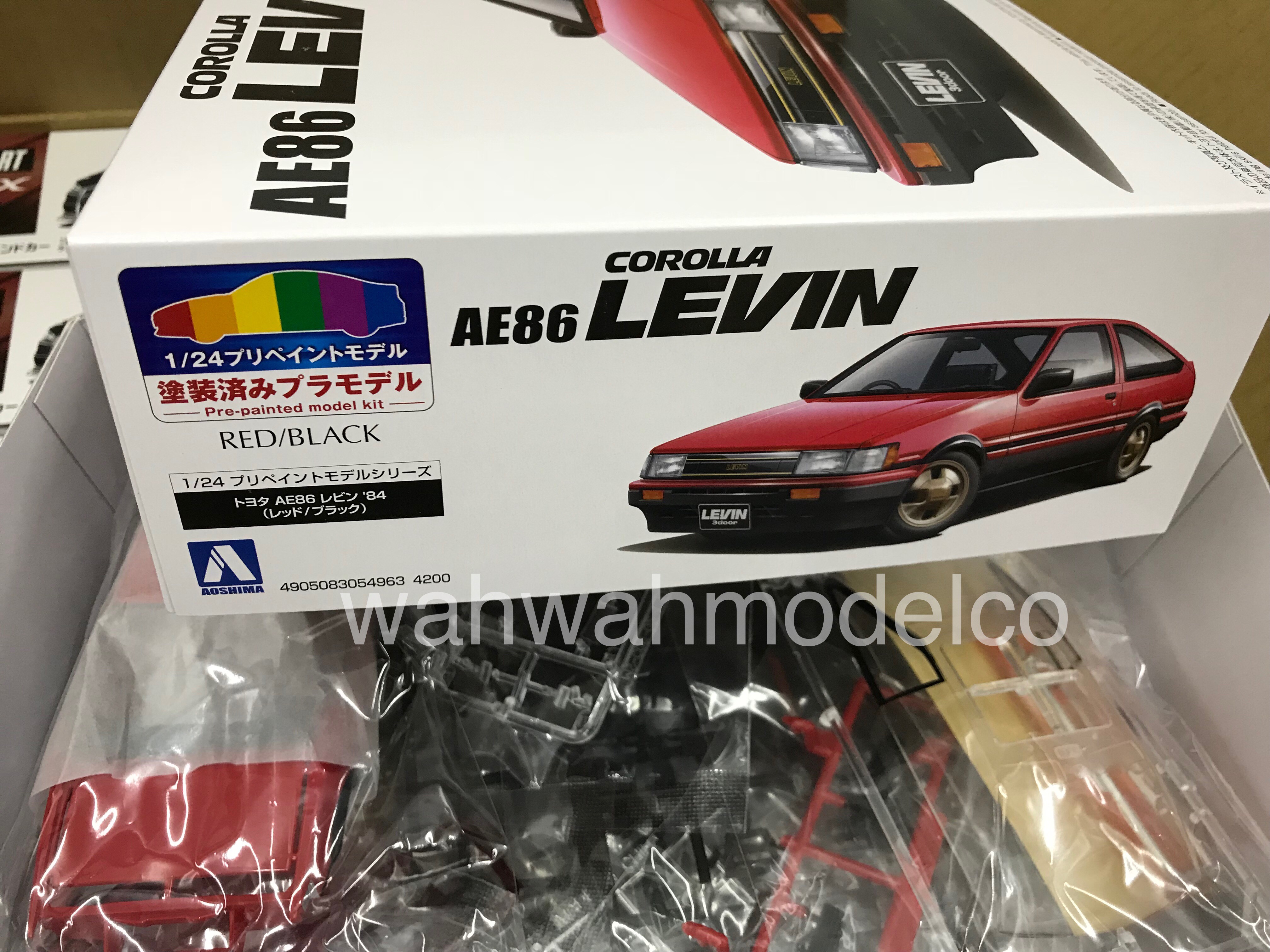 Aoshima 54963 Toyota AE86 Levin 1983 Red/Black 1/24 Pre-painted model kit 