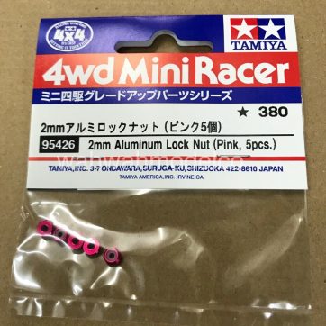 Tamiya Mini 4WD 95426 2mm Aluminum Lock Nut (Pink 5 pcs.)
